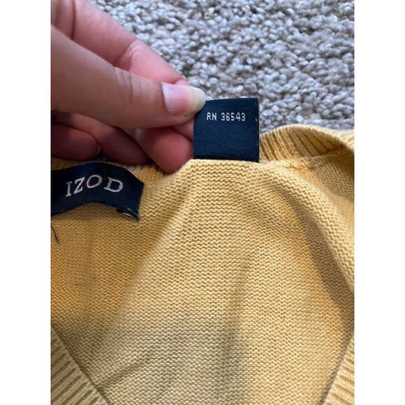 Izod Mens Sleeveless Argyle Sweater Vest Yellow Gray Size L Classic Preppy Knit - Picture 10 of 10